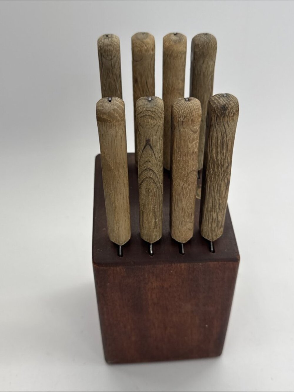 Vintage Knife Set Old Homestead Cutlery 8 Piece with Wood Block Serrated Knives - Picture 7 of 11
